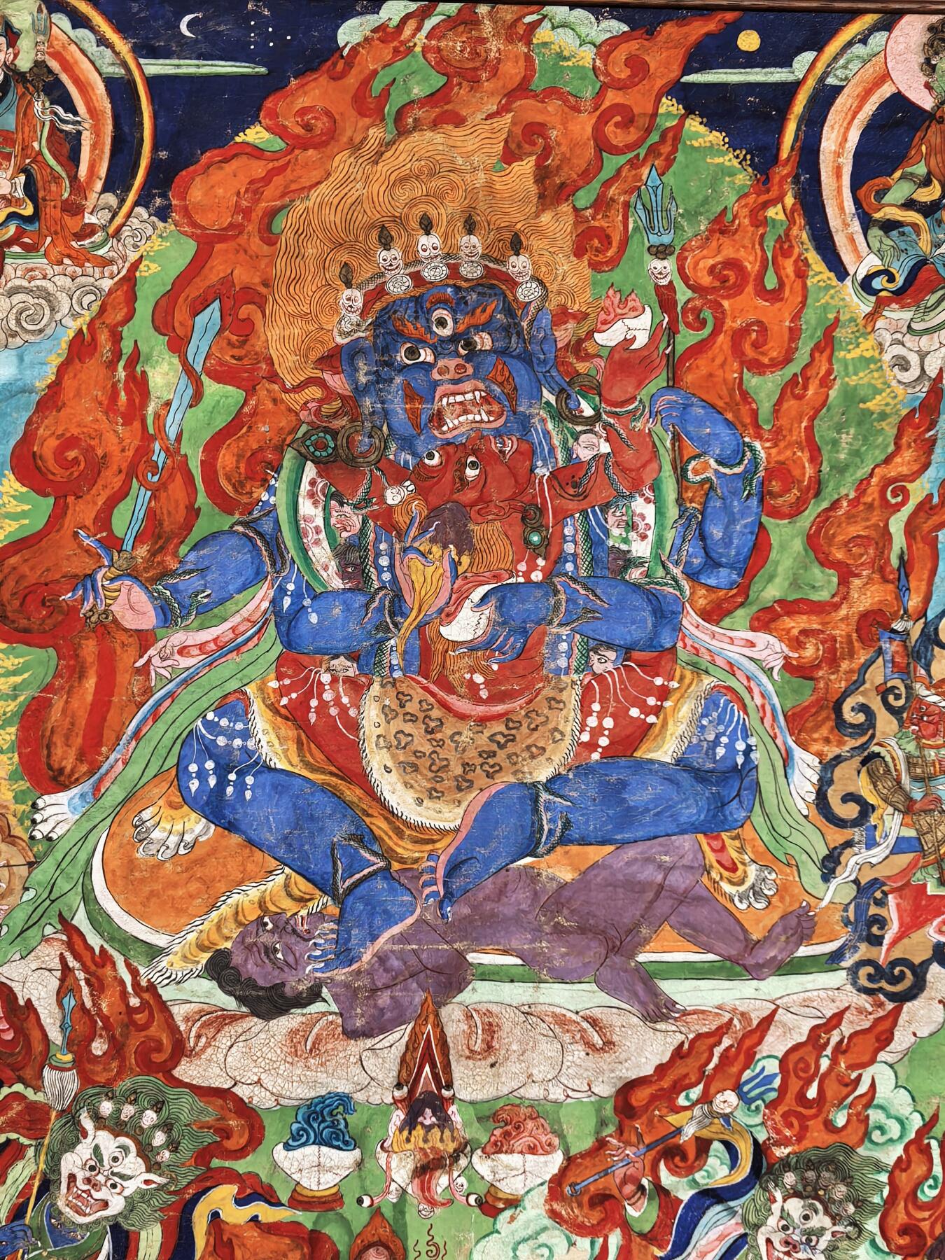 碧月说宝.雪域莲花开（二） 清代 特殊题材 四臂玛哈嘎拉大黑天唐卡