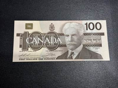 《外钞收藏家》第六百二十八期（精品百拍场）（长期征集拍品、欢迎藏友们联系合作） - 1988年加拿大鸟版100元 AU品相