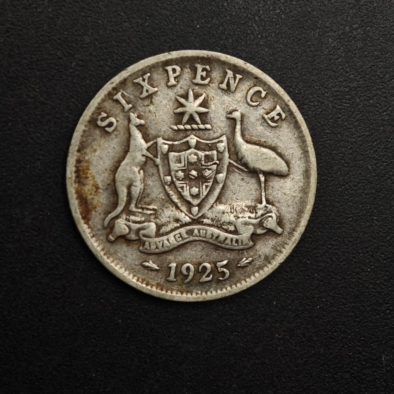 【淘币小摊】实时拍第八百九十三拍   散币场    每周一统一发货 澳大利亚1925年乔治五世6便士银币