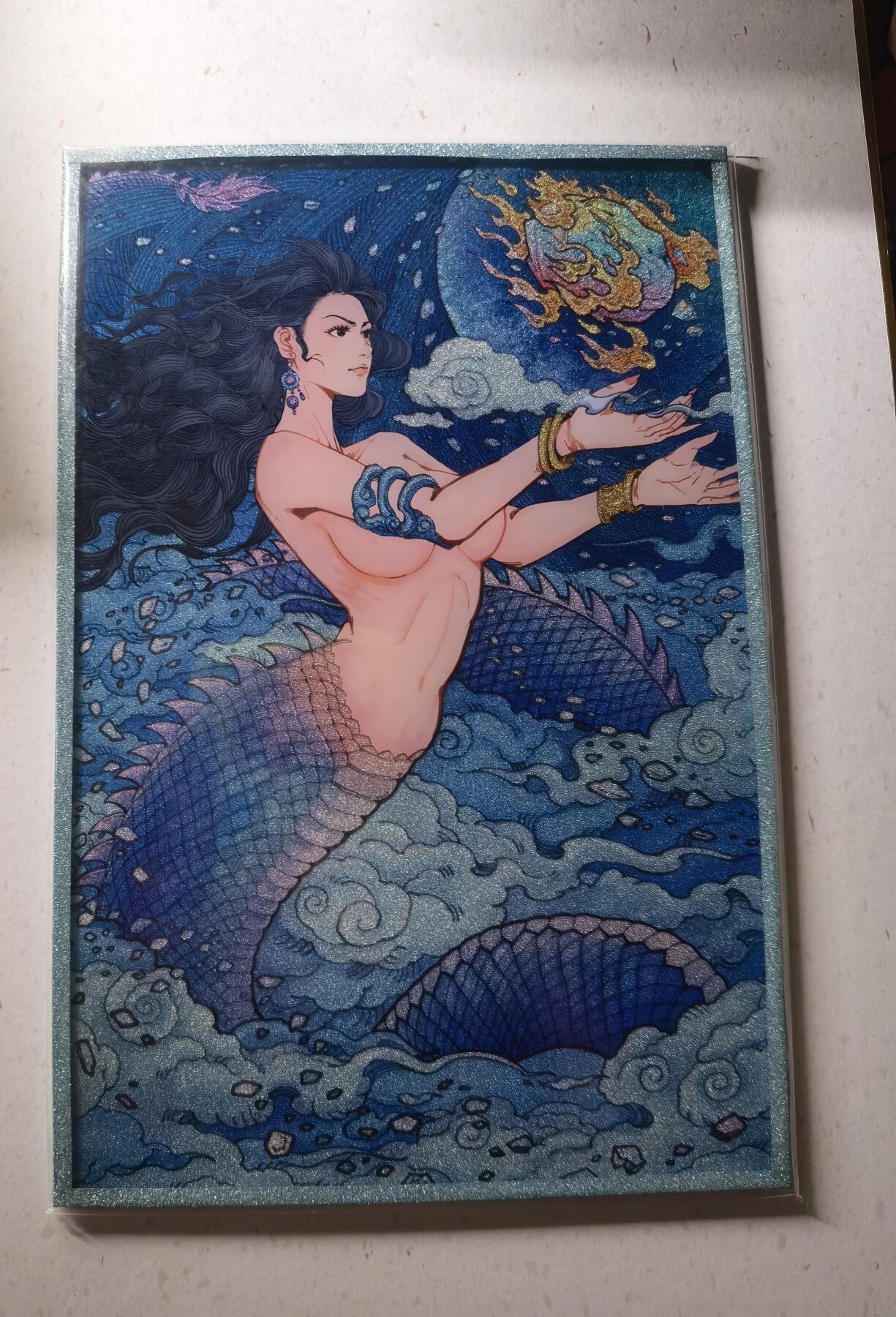 蜂潮卡牌  拍卖002期  （4月20日  21点  截拍） 小花瓣艺术文创  女娲补天  双签色纸