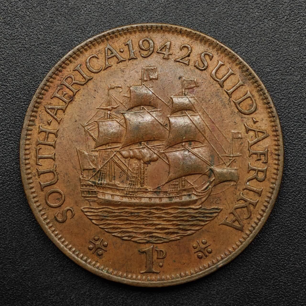 【淘币小摊】实时拍第八百九十三拍   散币场    每周一统一发货 南非1942年乔治六世1便士铜币