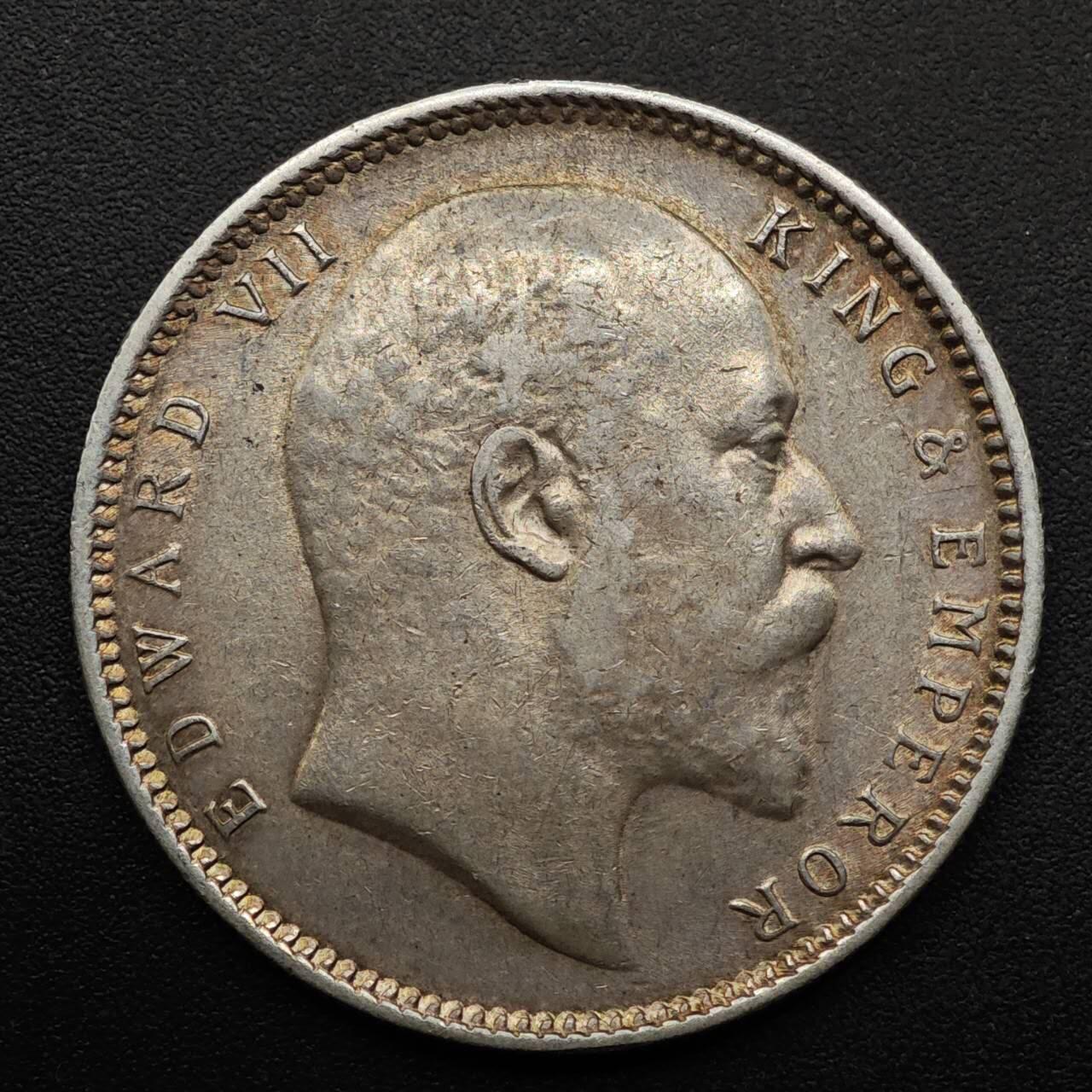 【淘币小摊】实时拍第八百九十三拍   散币场    每周一统一发货 印度1907年爱德华七世一卢比银币