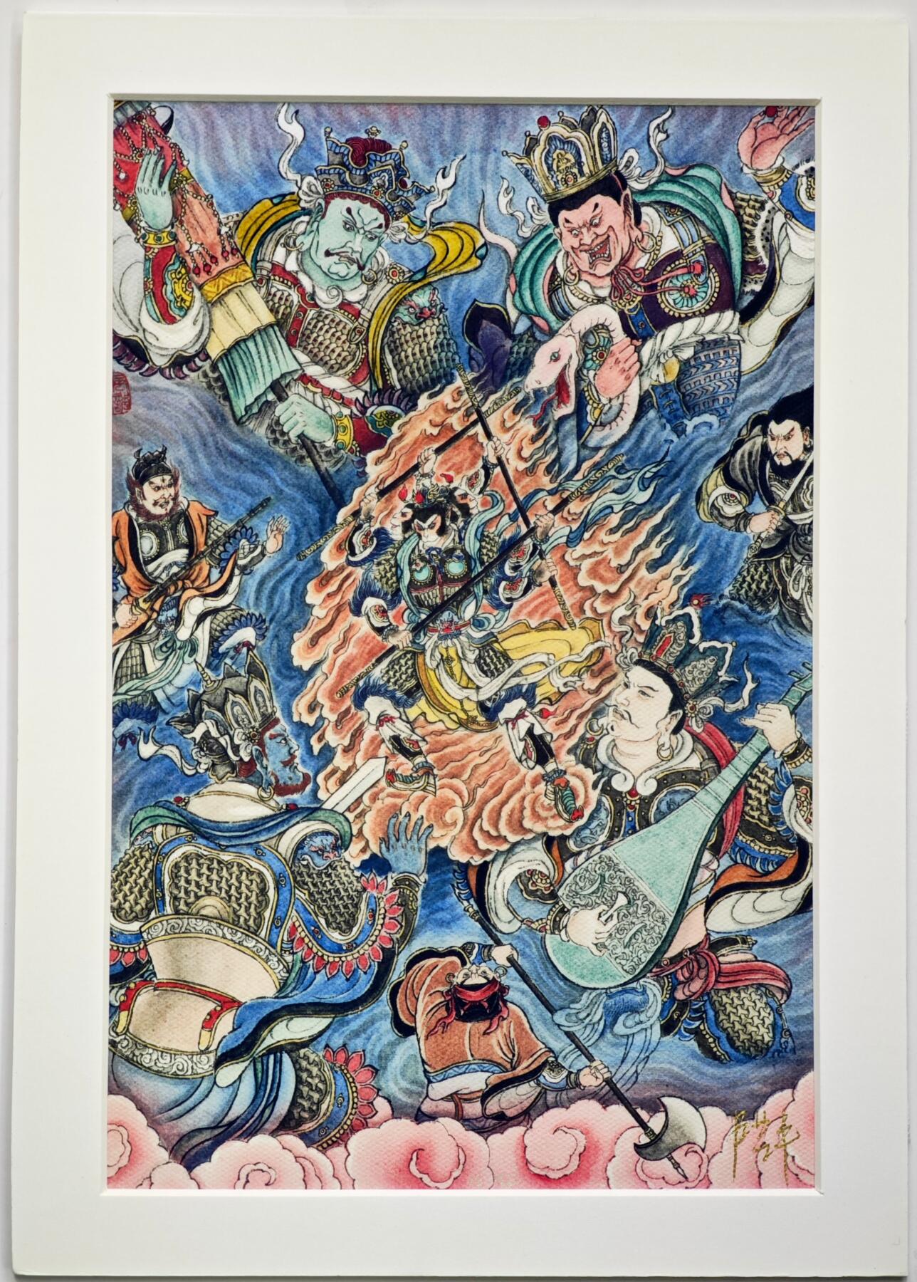 白泽拍卖卡牌手绘专场第35期（问东城春色，正谷雨，牡丹期） 2026 卢艺丰微喷版画 大闹天宫 A4  卢艺丰亲签