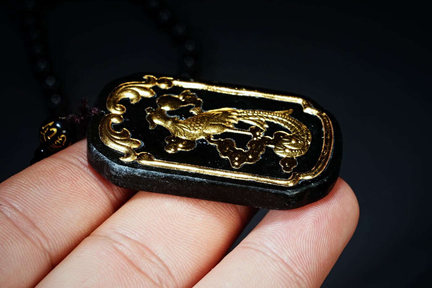 上海都达杂项专场八十一【全场包邮】  和田玉足金凤舞挂件