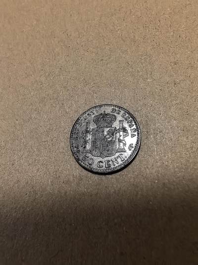 长老汇马年精选第十八场拍卖 1904PCV西班牙阿方索十三世50分银币，2.5克835银，亮黑色（1）