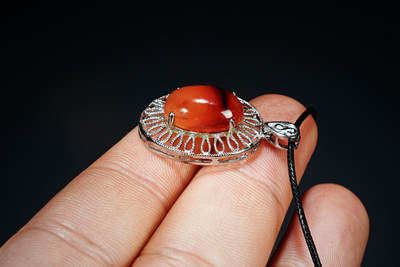 上海都达杂项专场102【全场包邮】  天然红玛瑙蛋面吊坠挂件97-269