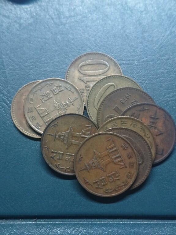 松南世界钱币——260416 韩国旧版本10元铜币10枚2