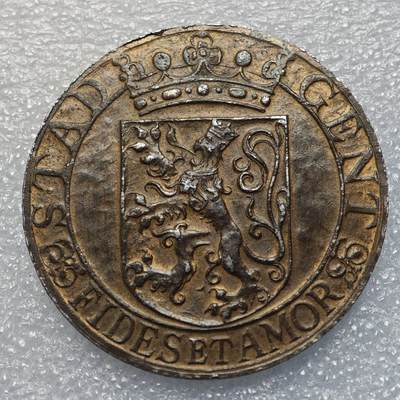  【淘币小摊】限时拍第八百九十五拍  埃塞俄比亚留尼旺比利时意大利场    每周一统一发货 比利时根特市1918年一战5法郎铁币 kmTn7