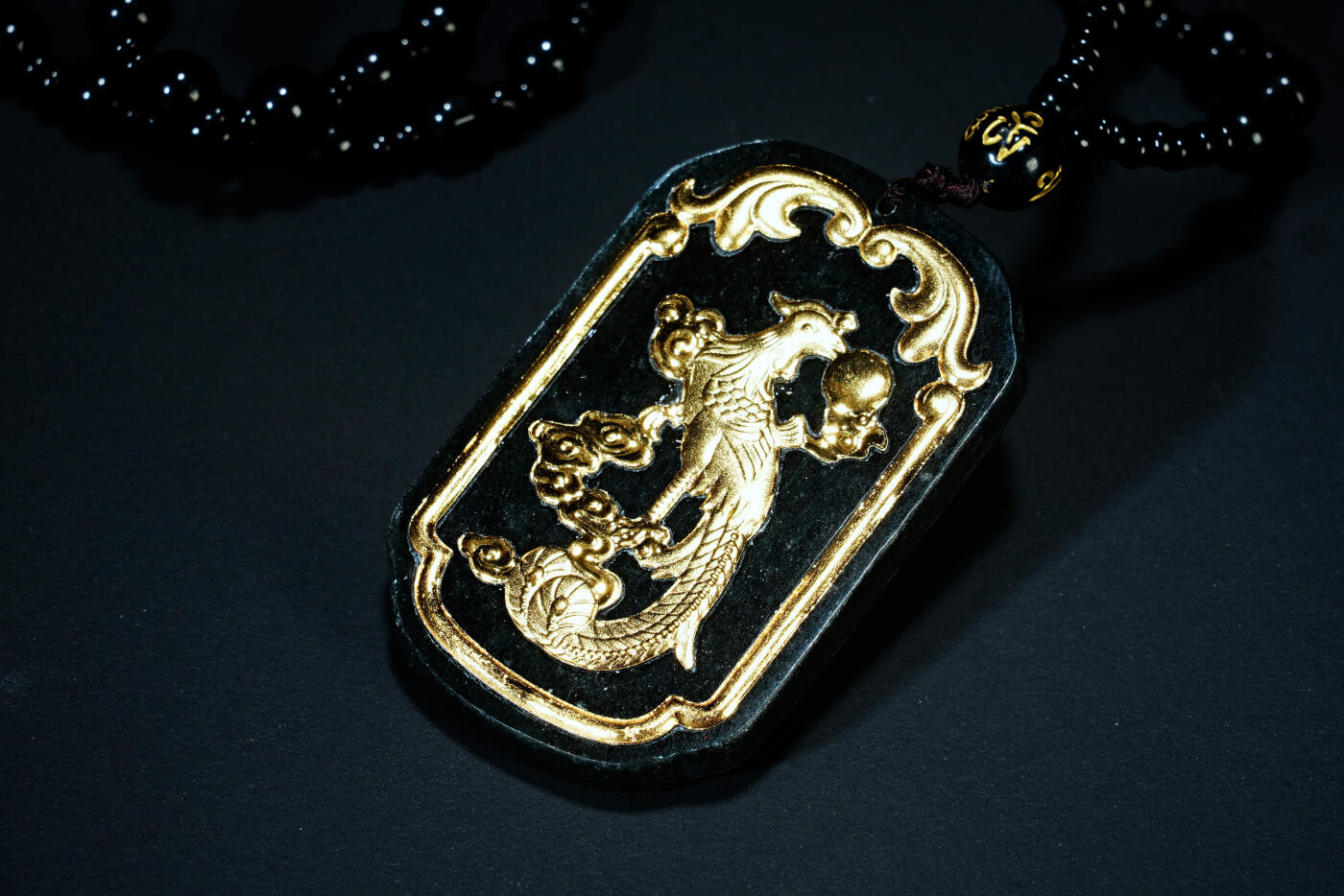 上海都达杂项专场八十一【全场包邮】  和田玉足金凤舞挂件