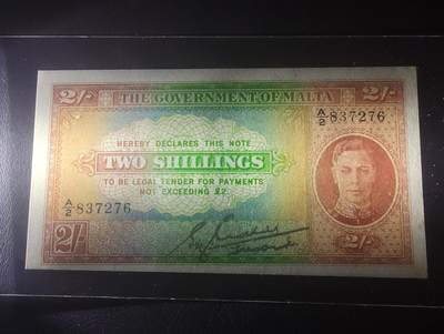 2026四月第三期，总第224期 英属马耳他1942版2先令UNC- 乔治六世 少见的英属殖民地辅币券品种