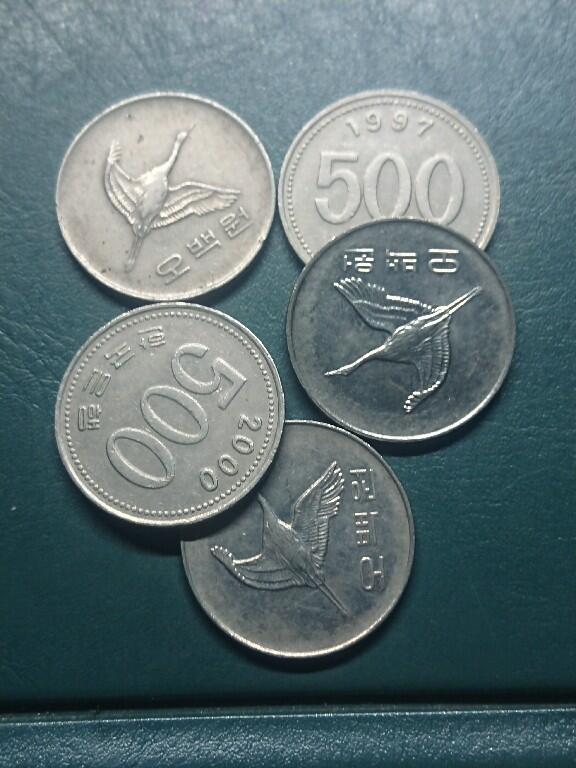 松南世界钱币——260416 韩国500元镍币5枚共计2500元2