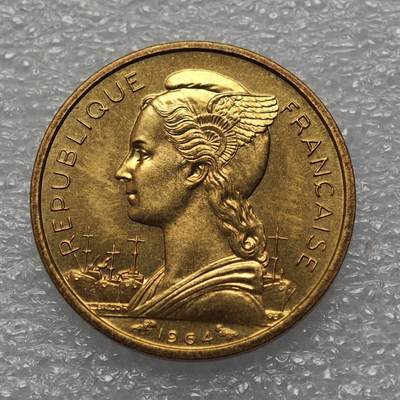  【淘币小摊】限时拍第八百九十五拍  埃塞俄比亚留尼旺比利时意大利场    每周一统一发货 留尼汪1964年10法郎铜币原光品 km10