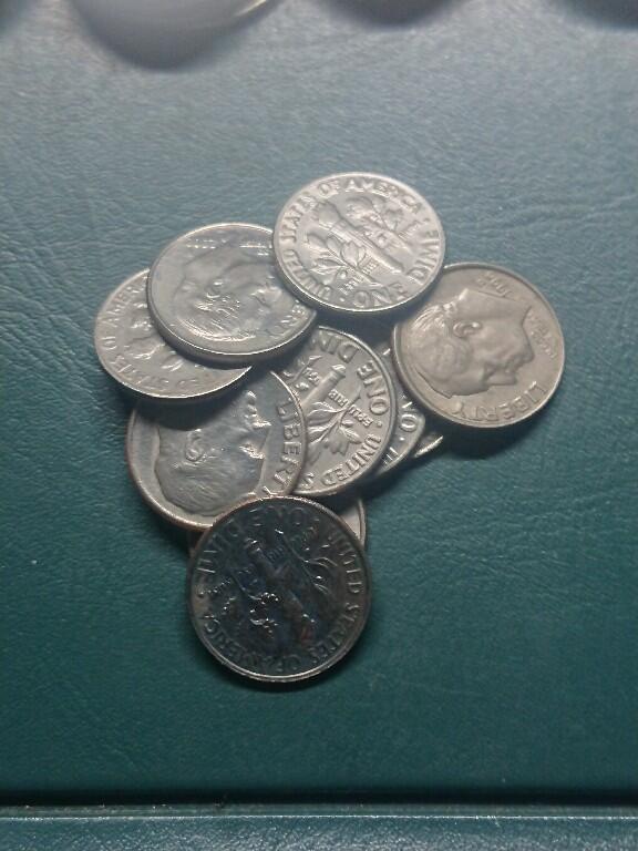 松南世界钱币——260416 美国10美分镍币10枚共计1美元4