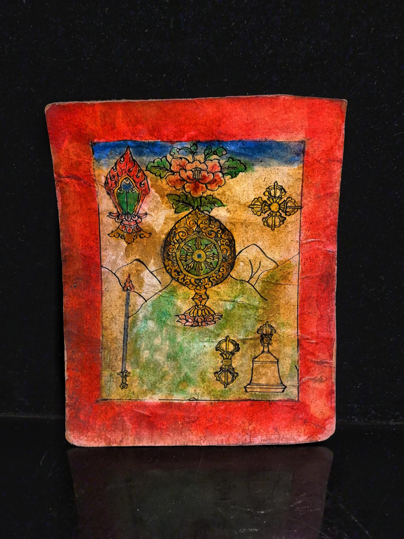 碧月说宝.雪域莲花开（二） 清代 藏传明清八吉祥法器小扎卡（纸本）