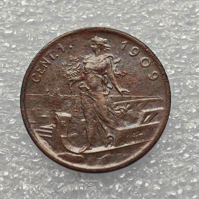  【淘币小摊】限时拍第八百九十五拍  埃塞俄比亚留尼旺比利时意大利场    每周一统一发货 意大利1909年1分铜币好品 km40