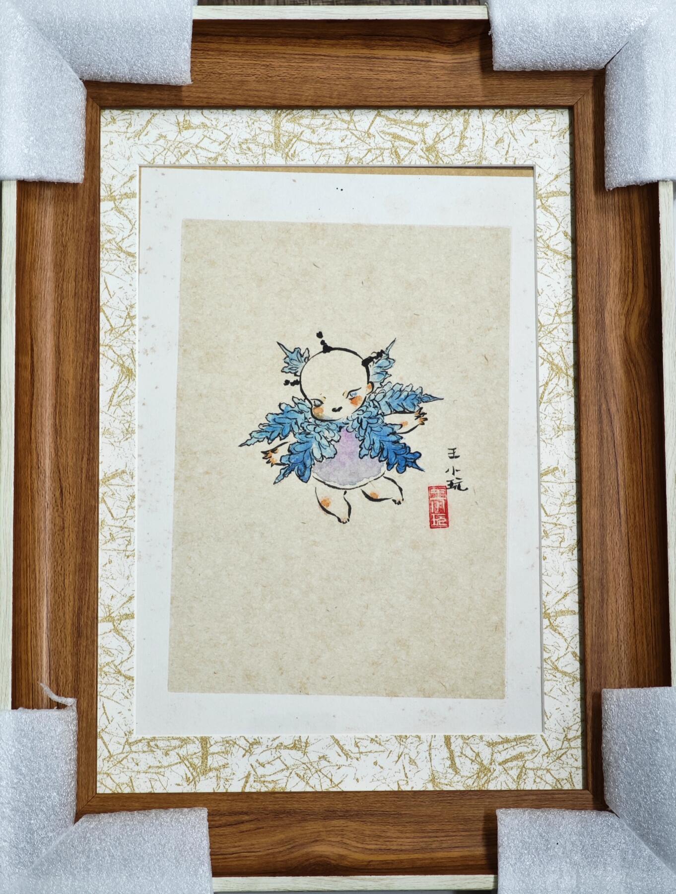 白泽拍卖卡牌手绘专场第35期（问东城春色，正谷雨，牡丹期） 2024 王小玩手绘画 雪花宝宝 尺寸：17.8cm*25cm  王小玩亲签