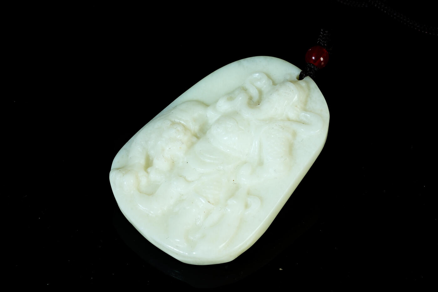 上海都达杂项专场八十一【全场包邮】  天然岫玉精雕《武圣关公》挂件97-70