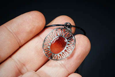 上海都达杂项专场102【全场包邮】  天然红玛瑙蛋面吊坠挂件97-269