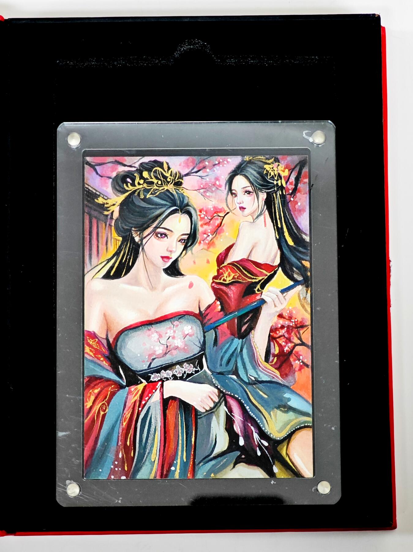 白泽拍卖卡牌手绘专场第35期（问东城春色，正谷雨，牡丹期） 2025 艺方文创 手绘卡 兰亭序 有特效 带盒 尺寸：8.6cm*12.3cm  重塑亲签 卡砖封装