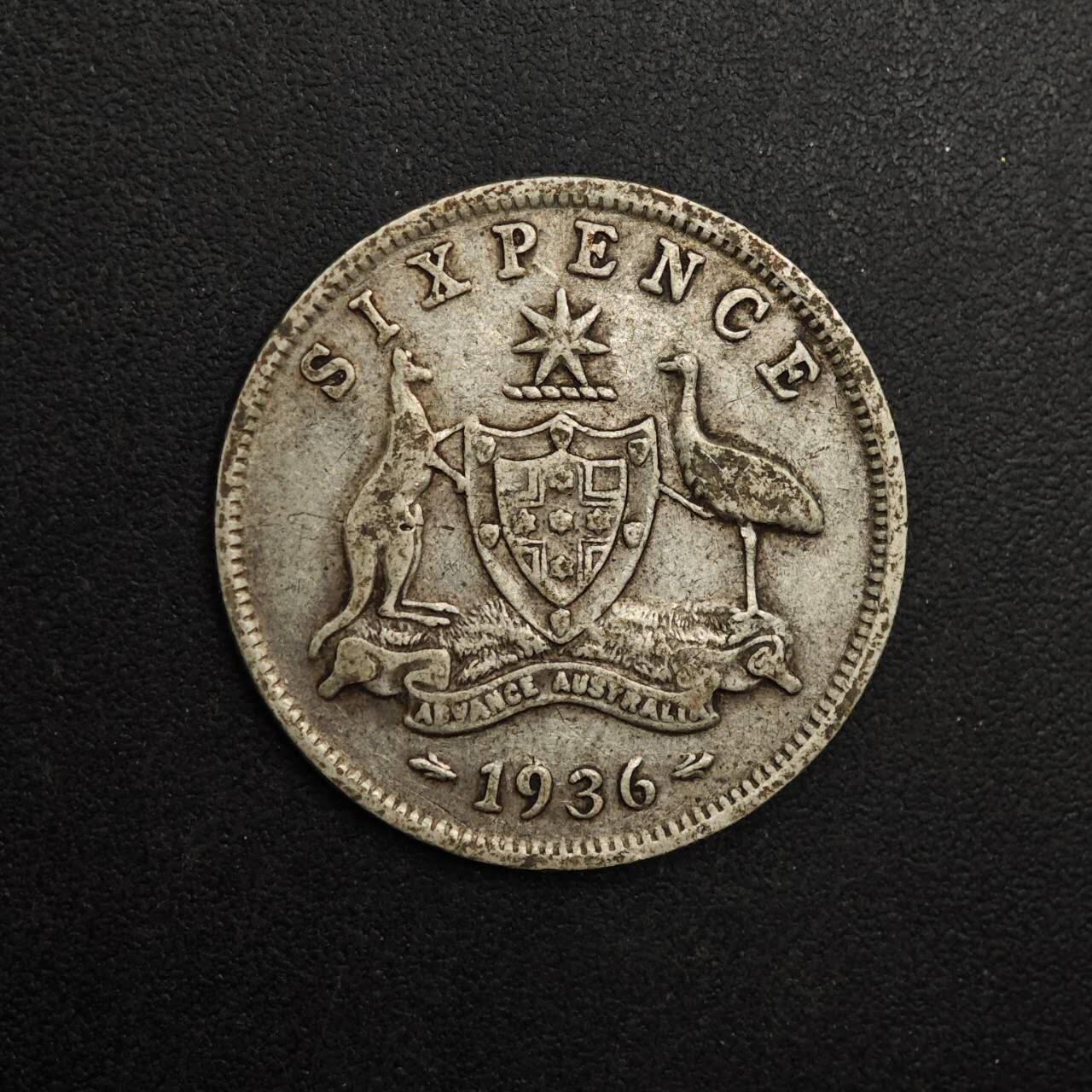 【淘币小摊】实时拍第八百九十三拍   散币场    每周一统一发货 澳大利亚1936年乔治五世6便士银币