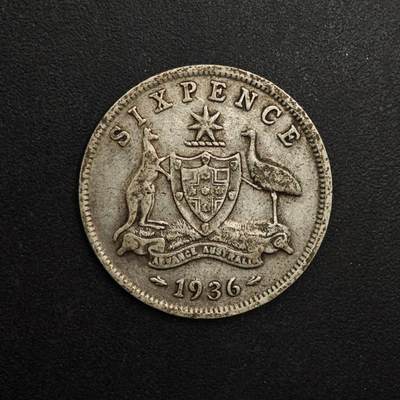 【淘币小摊】实时拍第八百九十三拍   散币场    每周一统一发货 - 澳大利亚1936年乔治五世6便士银币