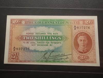 2026四月第三期，总第224期 英属马耳他1942版2先令UNC- 乔治六世 少见的英属殖民地辅币券品种