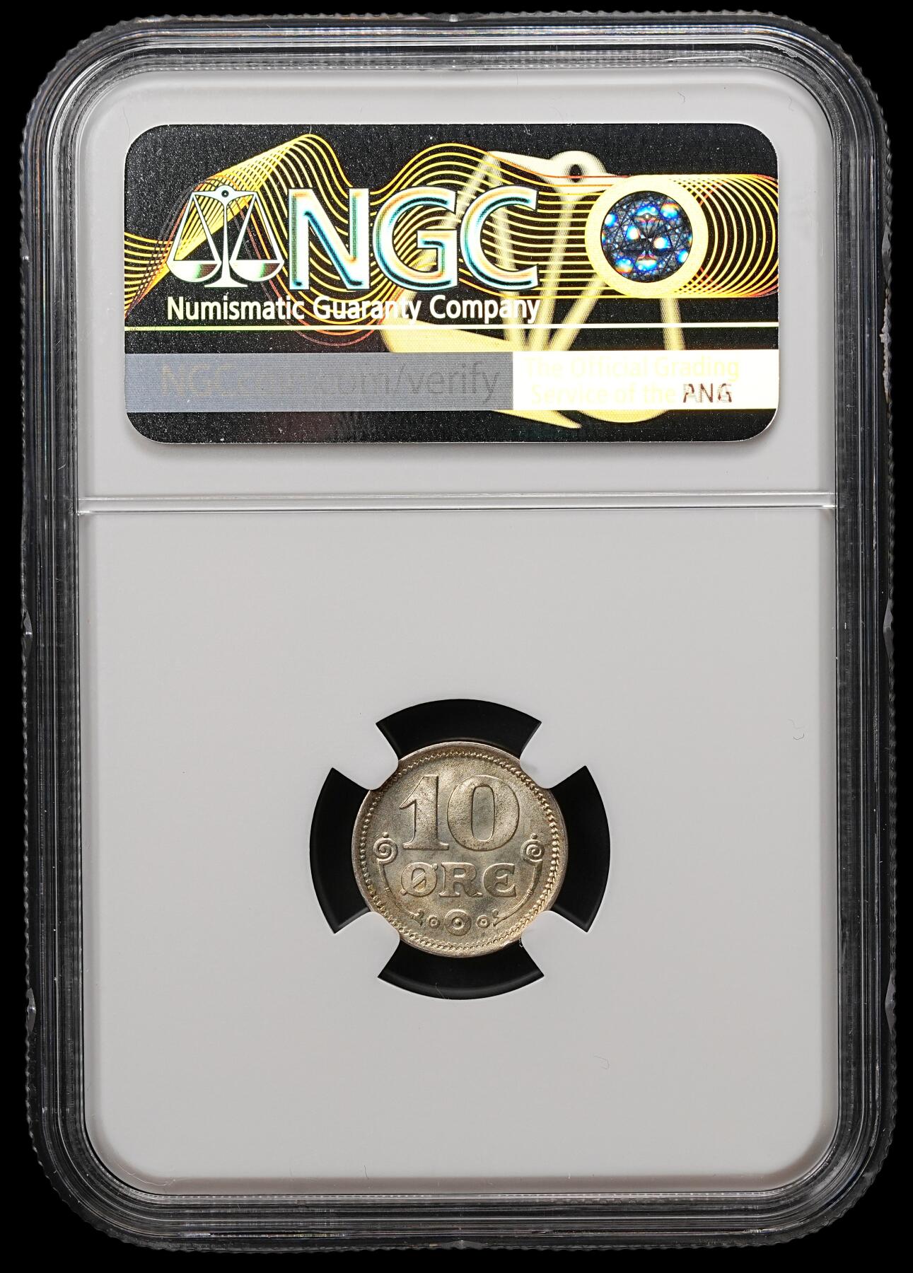 修遠堂世界钱币第112期 NGC MS66 1919年丹麦10欧尔银币 高分收藏级