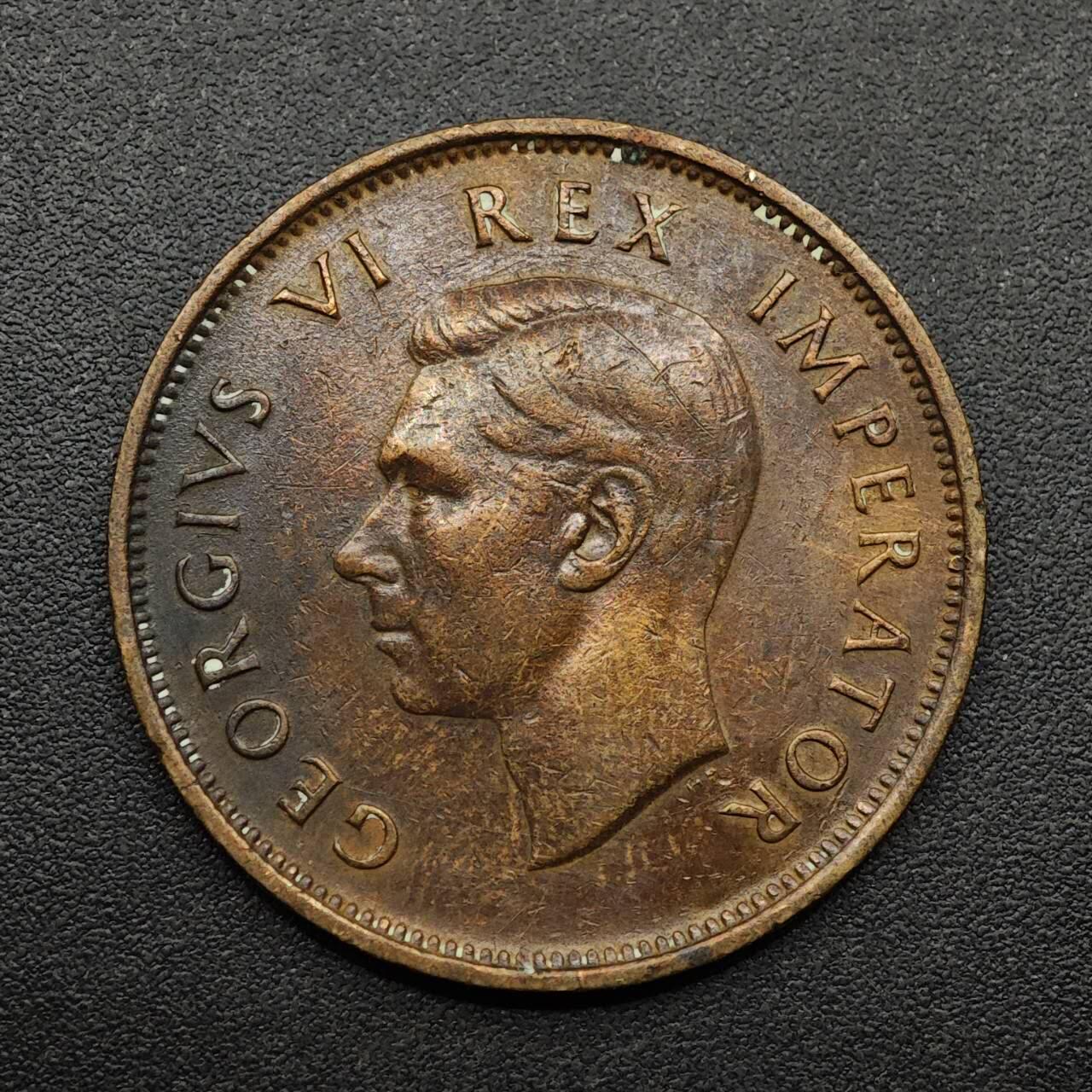 【淘币小摊】实时拍第八百九十三拍   散币场    每周一统一发货 南非1942年乔治六世1/2便士铜币