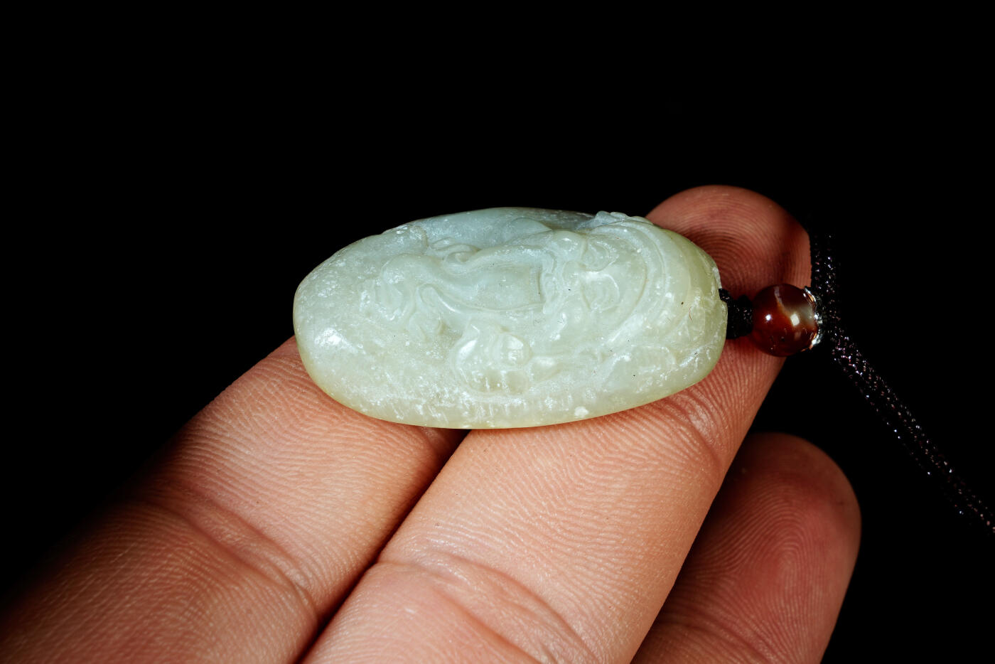 上海都达杂项专场八十一【全场包邮】  天然和田玉精雕《财神爷》挂件97-41