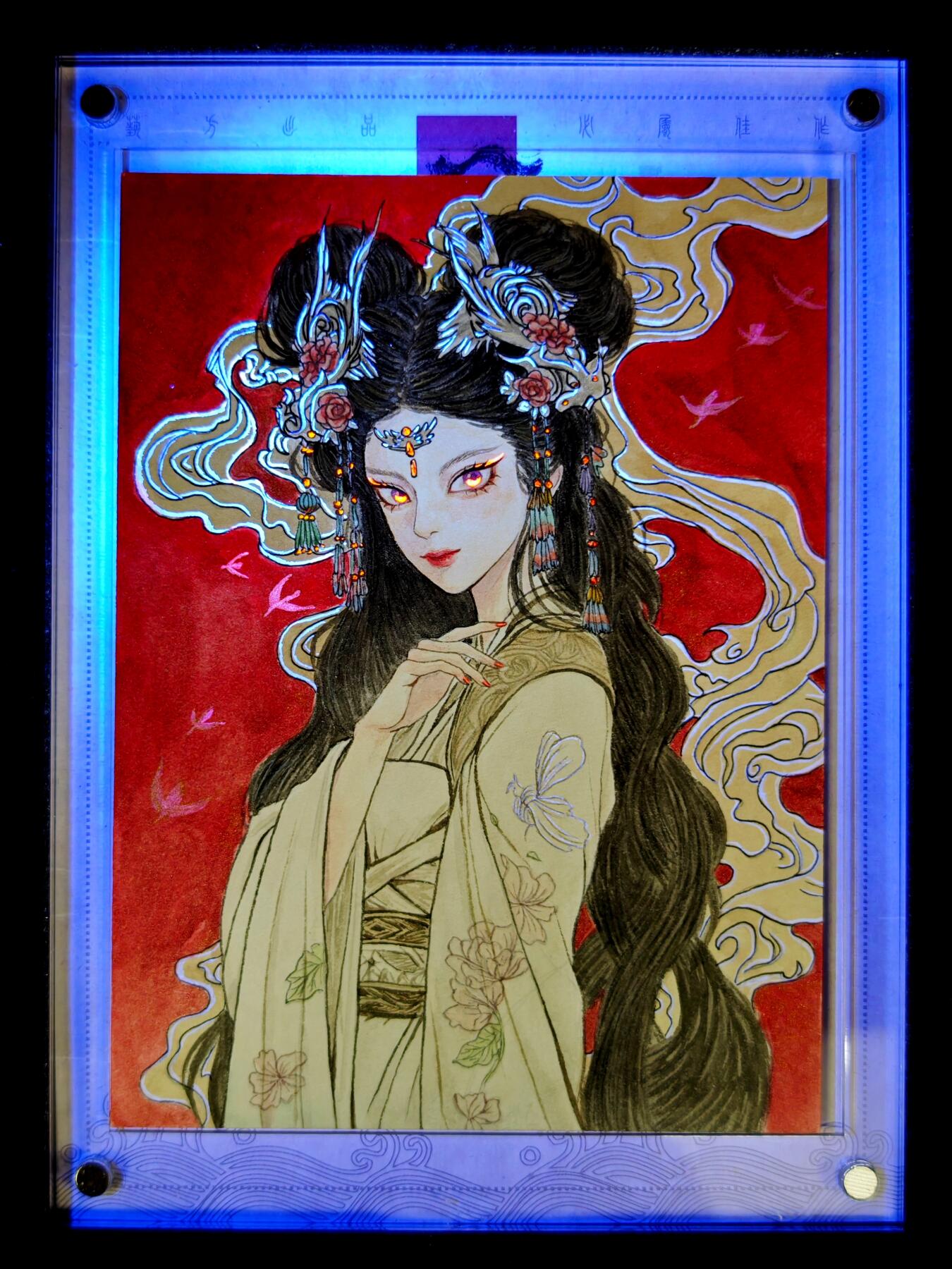 白泽拍卖卡牌手绘专场第35期（问东城春色，正谷雨，牡丹期） 2025 艺方文创 手绘卡 小珍 有特效 带盒 尺寸：9.9cm*13.2cm  长鸳亲签 卡砖封装