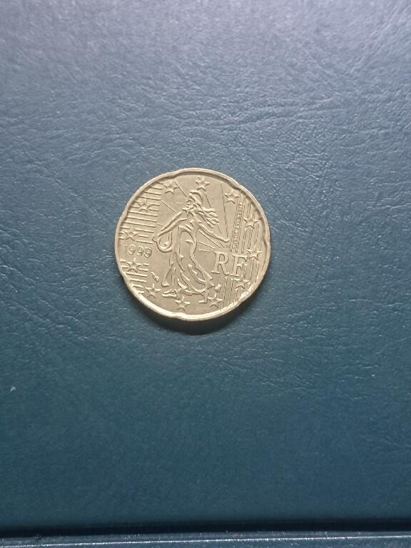 松南世界钱币——260416 法国1999年第一批次20分欧元铜币