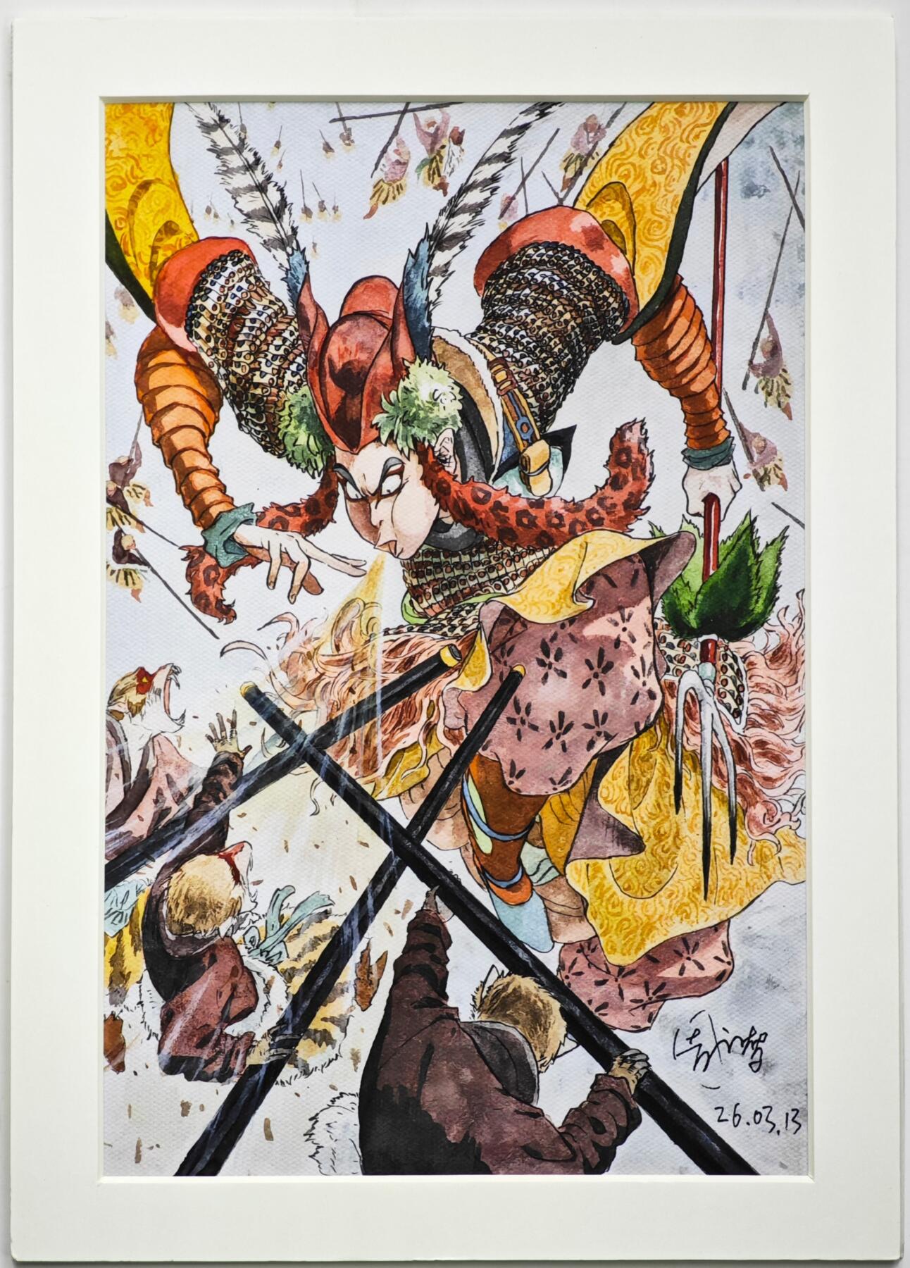 白泽拍卖卡牌手绘专场第35期（问东城春色，正谷雨，牡丹期） 2026 周潜微喷版画 孙悟空 A4  周潜亲签