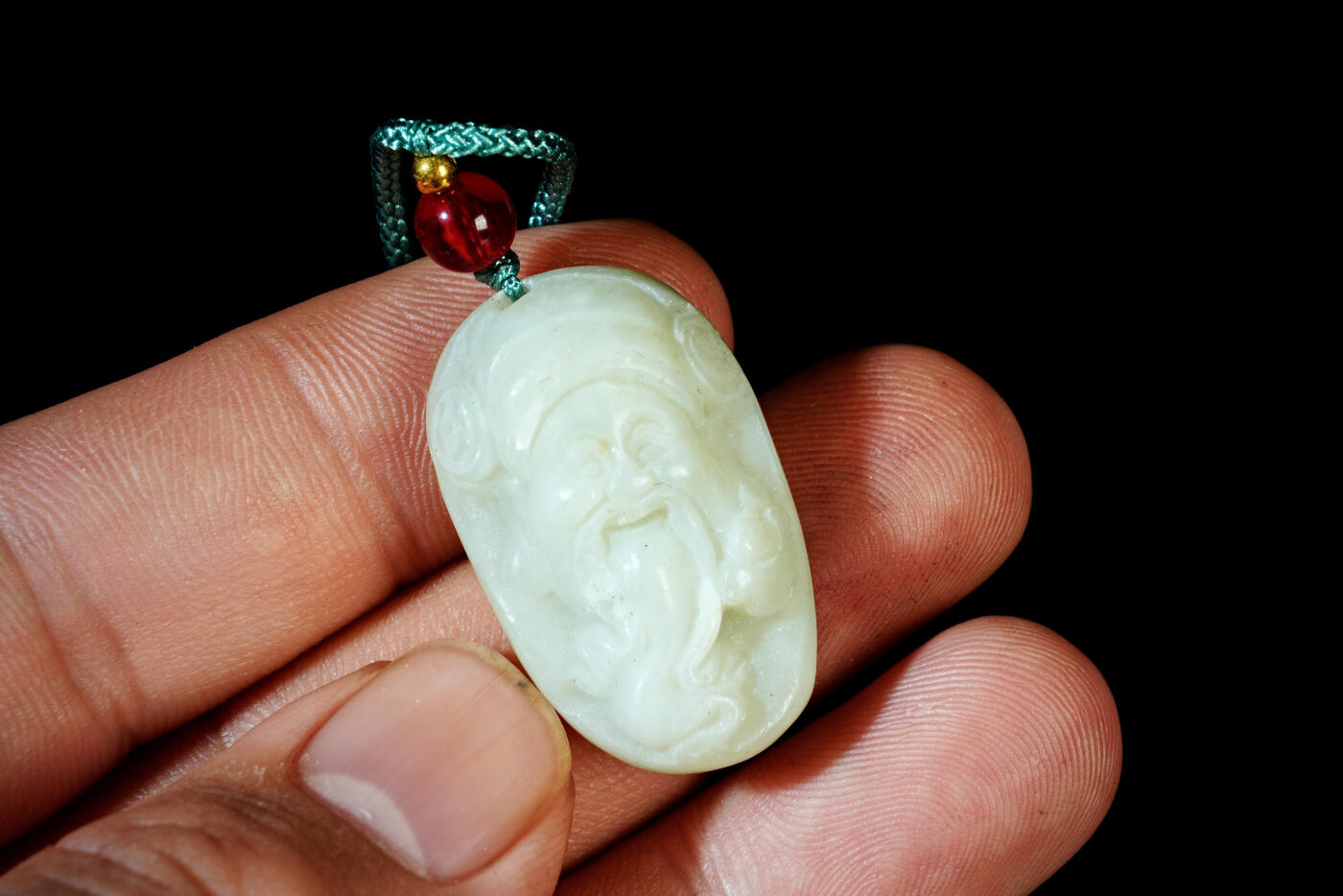 上海都达杂项专场八十一【全场包邮】  天然和田玉精雕《财神》挂件97-48