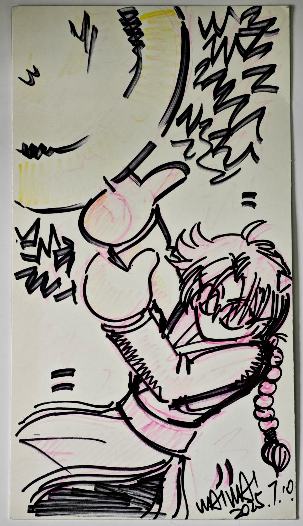 白泽拍卖卡牌手绘专场第35期（问东城春色，正谷雨，牡丹期） 2025 waiwai手绘画 尺寸：16cm*29.3cm  waiwai亲签