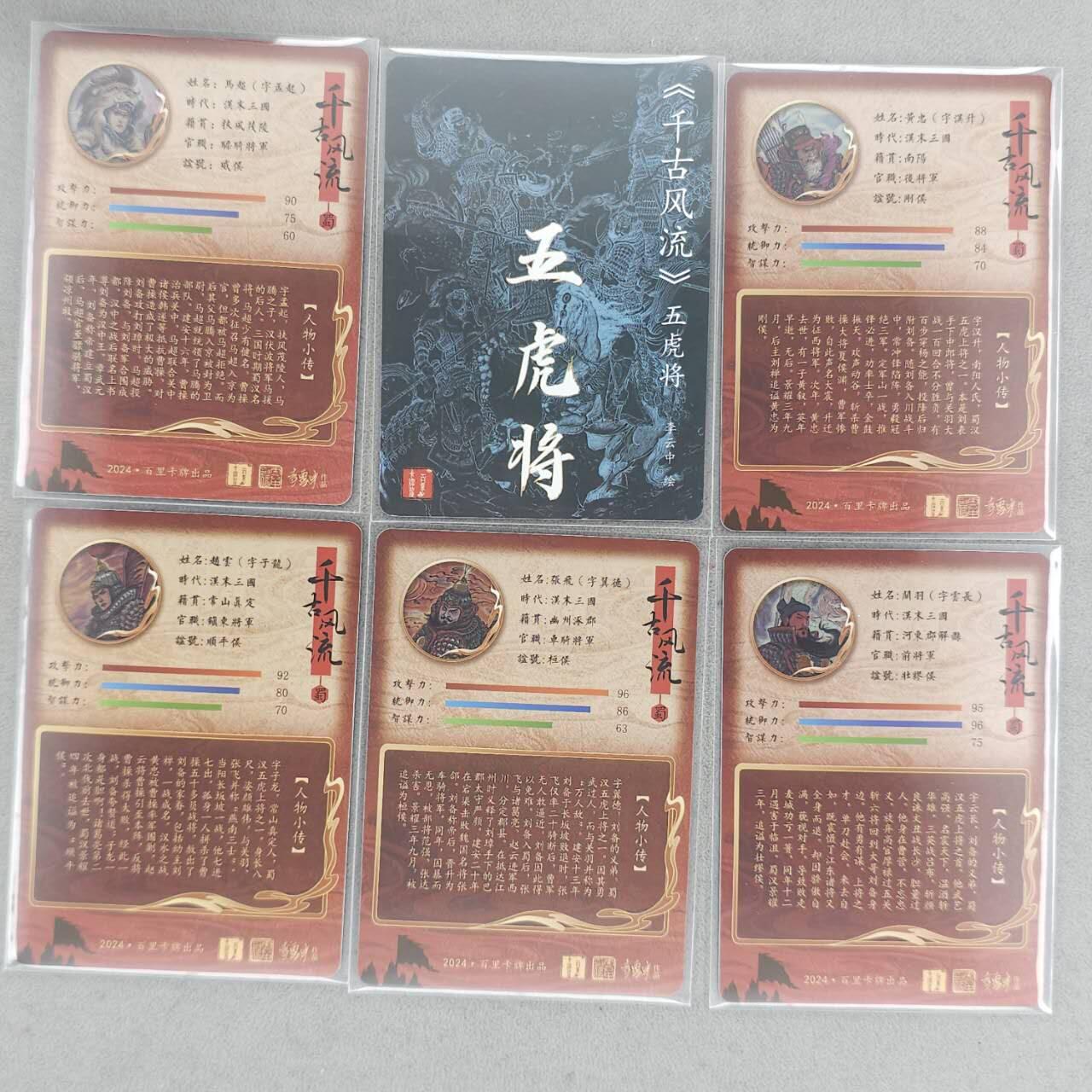 龙虎卡牌-八三场（满200元包邮，无佣金，每周六结拍，欢迎送拍） 粗闪6张 百里卡牌 千古风流 李云中 - 五虎上将&合体卡