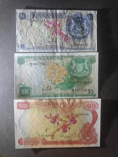 2026四月第三期，总第224期 新加坡花版1+5+10元AUNC/UNC- 无章林金山签名/韩瑞生签名