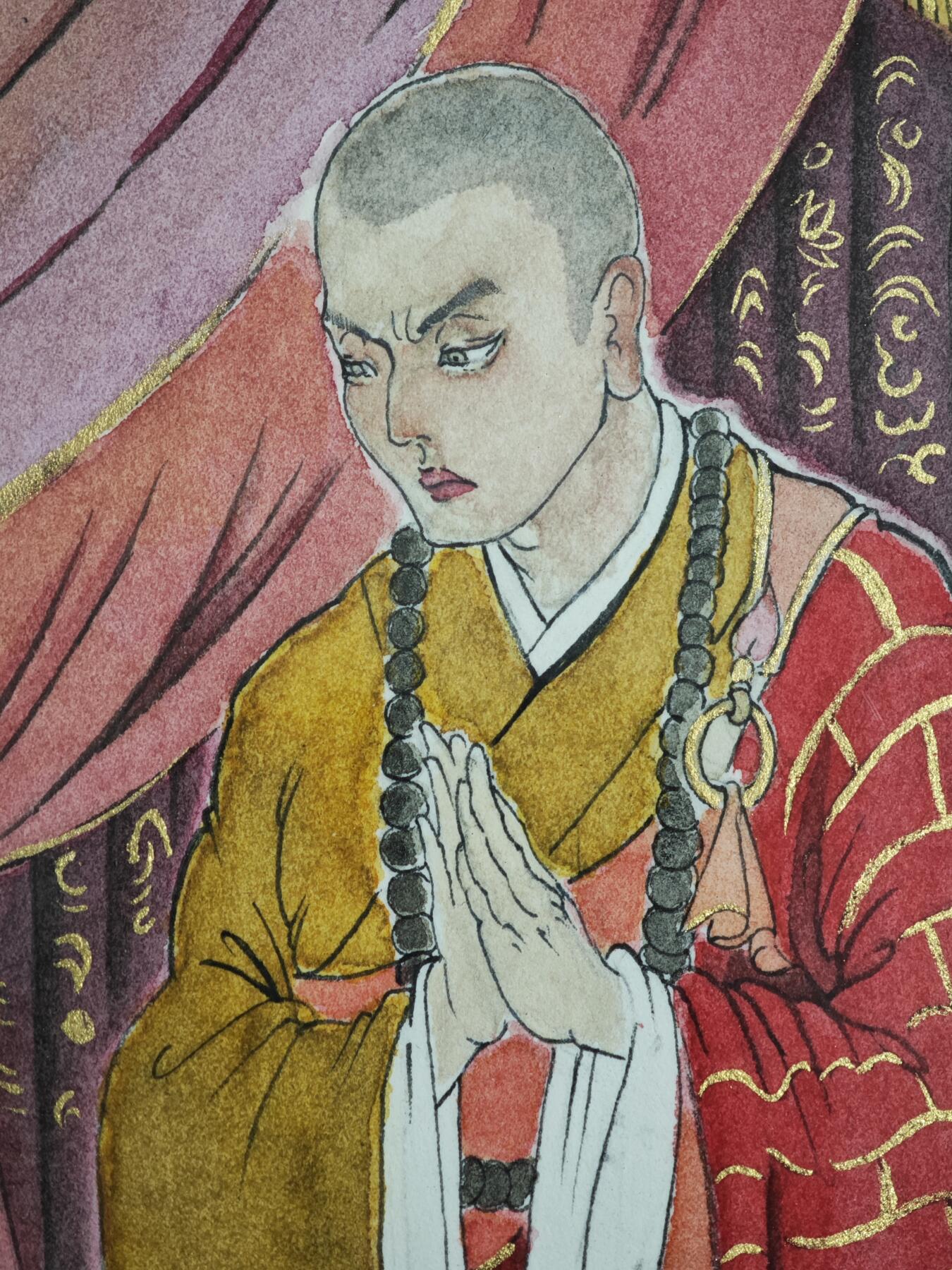 白泽拍卖卡牌手绘专场第35期（问东城春色，正谷雨，牡丹期） 2025 林白鹭手绘画 尘缘难留 已装框 尺寸：内18cm*28cm 外23.3cm*32cm  林白鹭亲签