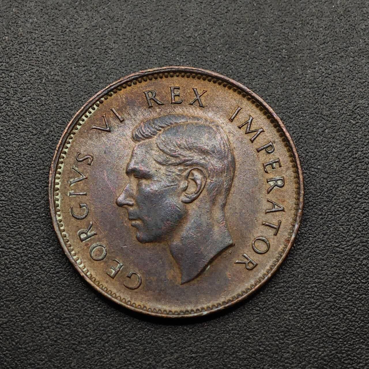 【淘币小摊】实时拍第八百九十三拍   散币场    每周一统一发货 南非1942年乔治六世1/4便士铜币