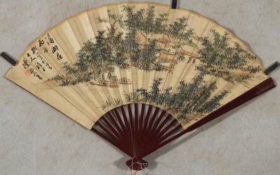 碧月说宝. 近现代书画专场（十） - 陈崇光、刘锴 山水隶书成扇