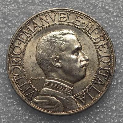  【淘币小摊】限时拍第八百九十五拍  埃塞俄比亚留尼旺比利时意大利场    每周一统一发货 意大利1908年马车2里拉银币原光好品少见 km46