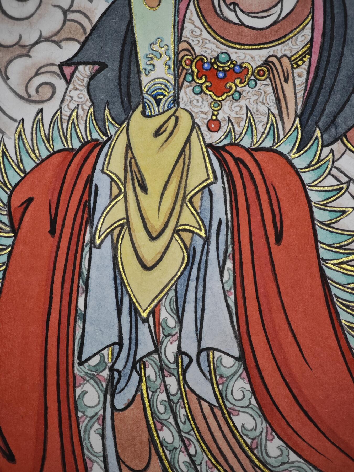 白泽拍卖卡牌手绘专场第35期（问东城春色，正谷雨，牡丹期） 2025 冯涛手绘画 妈祖 尺寸：29.6cm*41.5cm  冯涛亲签