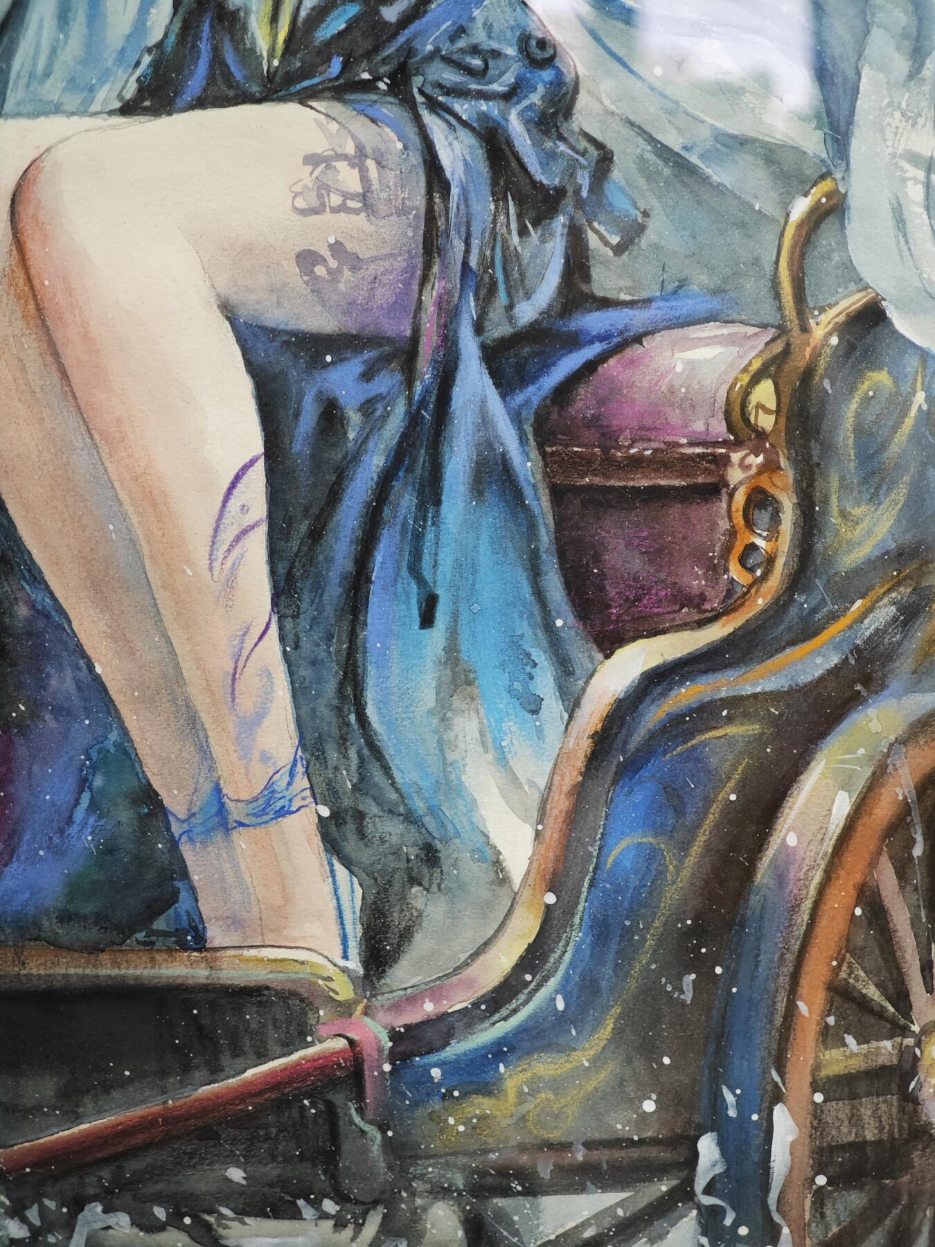 白泽拍卖卡牌手绘专场第35期（问东城春色，正谷雨，牡丹期） 2025 画的n次方手绘画 嫦娥玉兔 已装裱 尺寸：内46.5cm*68.3cm 外55.5cm*77.5cm  画的n次方亲签