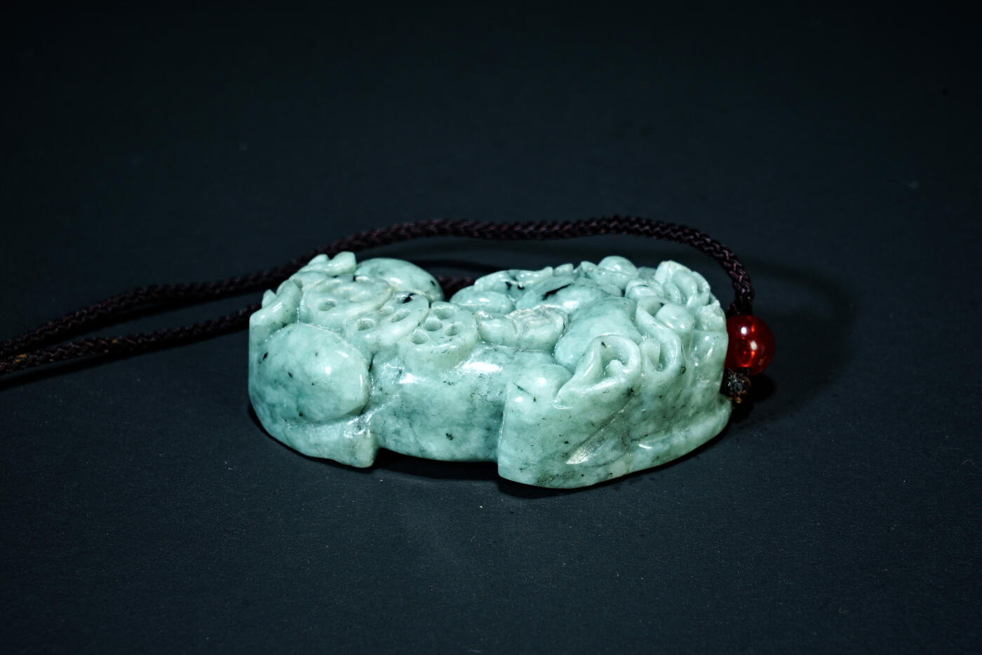 上海都达杂项专场八十一【全场包邮】  天然翡翠（A货）精雕《招财貔貅》挂件97-62