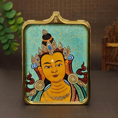 碧月说宝-般若彩绘.唐卡专场一 - 彩唐文殊菩萨佛首唐卡