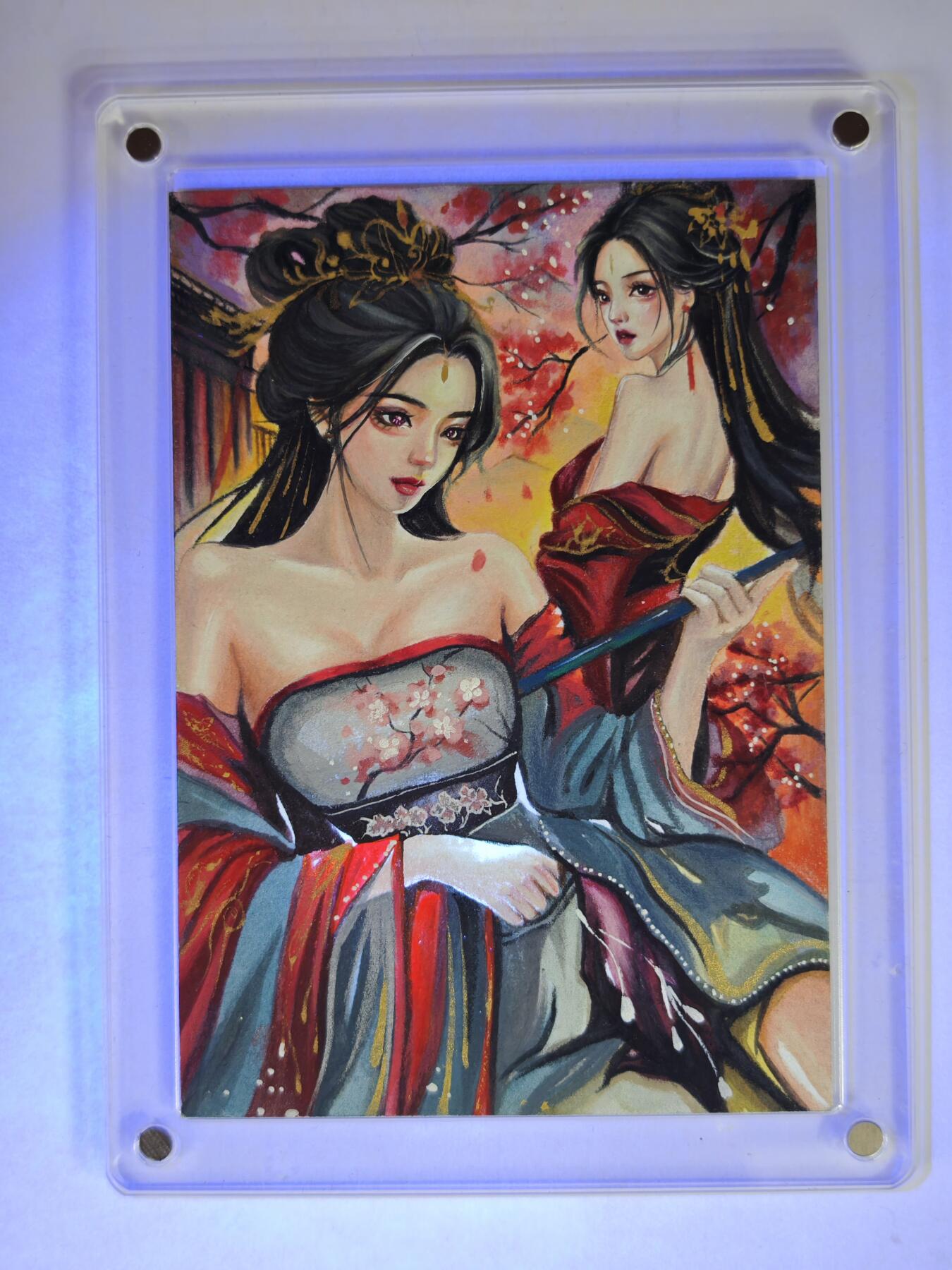 白泽拍卖卡牌手绘专场第35期（问东城春色，正谷雨，牡丹期） 2025 艺方文创 手绘卡 兰亭序 有特效 带盒 尺寸：8.6cm*12.3cm  重塑亲签 卡砖封装