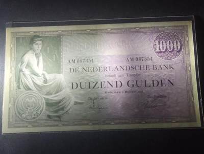 2026四月第三期，总第224期 荷兰1926年1000盾UNC- 经典的最高面值 正面是寓意丰收/贸易的女性形象，周围环绕着繁复的花卉与卷草纹饰和生命之蛇，收藏价值极高