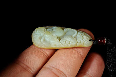 上海都达杂项专场102【全场包邮】  天然和田玉精雕《鼠你有钱》挂件97-44