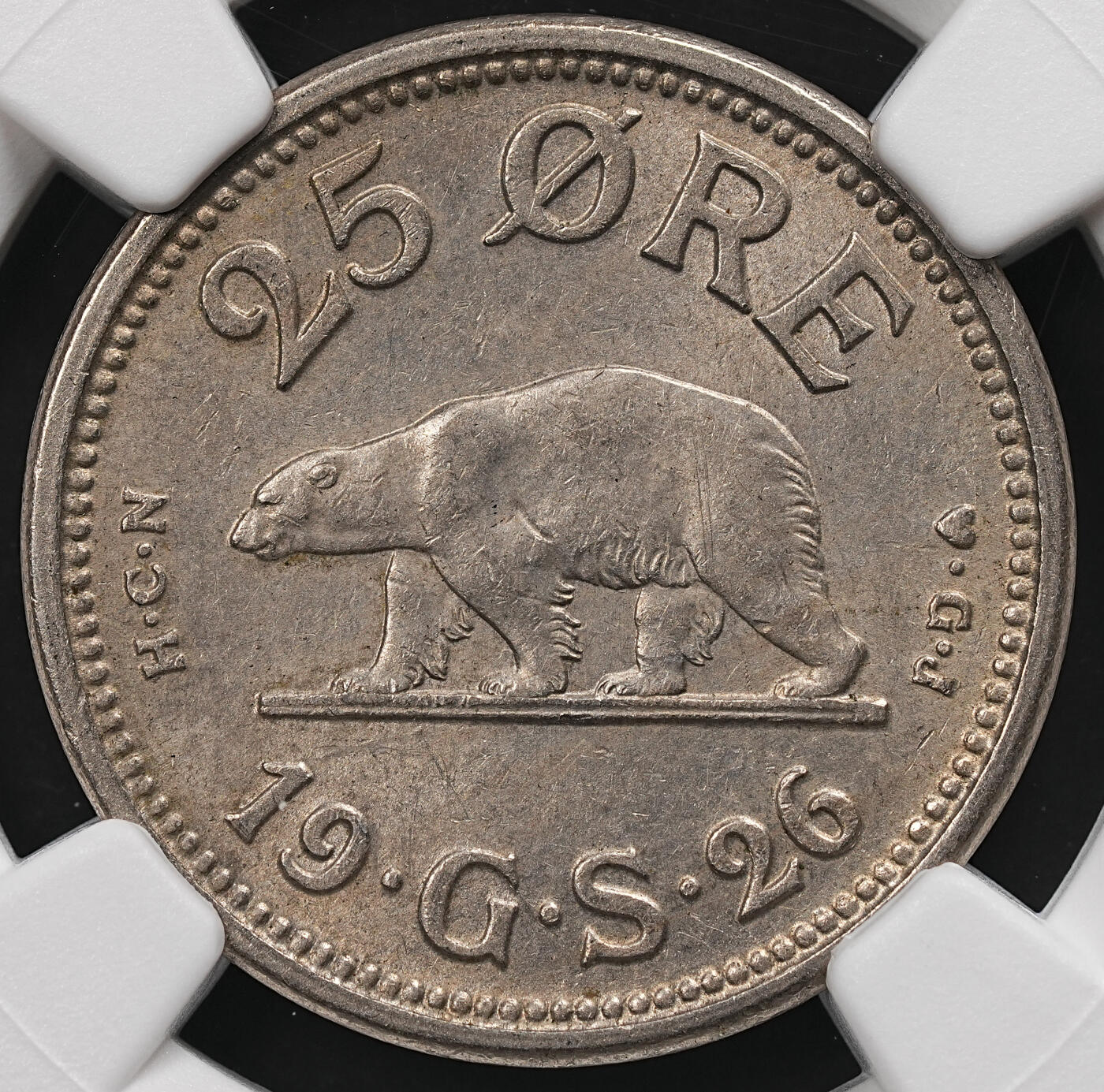 修遠堂世界钱币第112期 NGC MS62 1926年格陵兰岛25欧尔