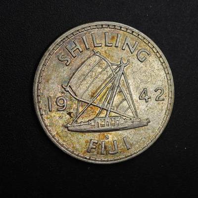 【淘币小摊】实时拍第八百九十三拍   散币场    每周一统一发货 - 斐济1942年乔治六世一先令银币