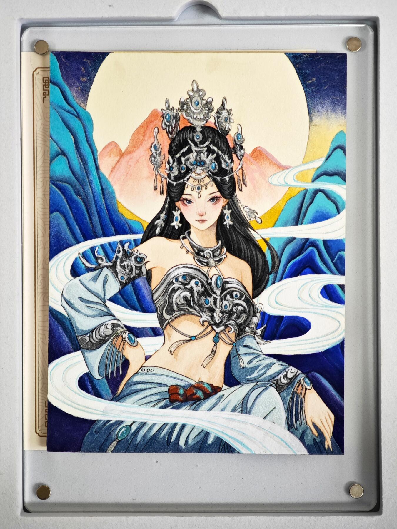 白泽拍卖卡牌手绘专场第35期（问东城春色，正谷雨，牡丹期） 2025 艺方文创 手绘卡 钻石皇冠拟人 有特效 带盒 尺寸：9.9cm*13.2cm  虾虾亲签 卡砖封装